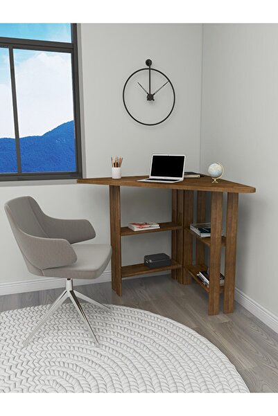 WOODFACE Masif Ahşap Doğal Ahşap Köşe Çalışma Masası 110x80 Cm