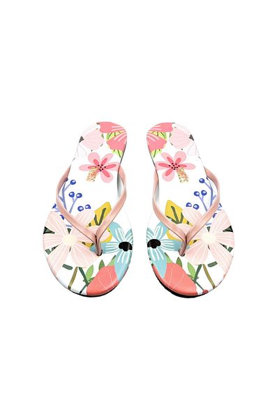 Tkees Classic Women's Floral Patterned Powder Pink Slippers