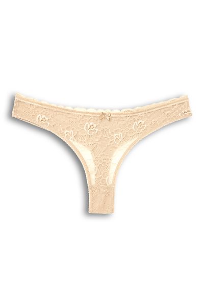 HNX 2-Piece Front Lace Back Double Layer Cotton Thong Women's Panties