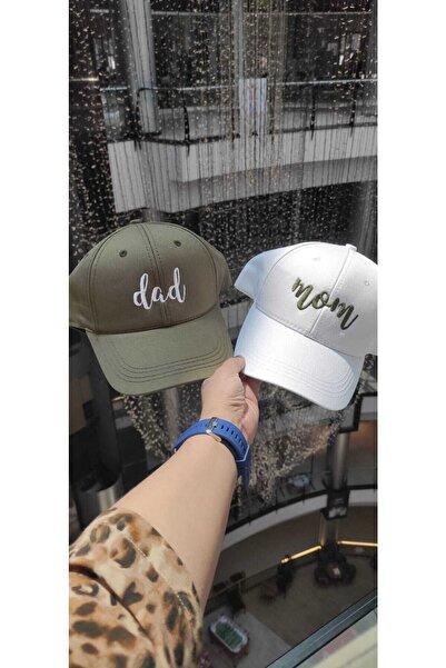 CİSE Aksesuar El Yazılı Dad & Mom 2'li Kep Set
