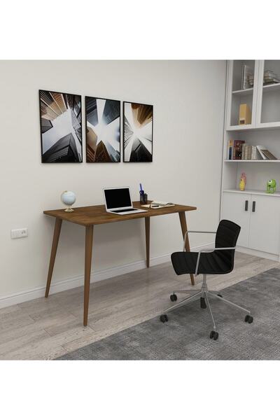 WOODFACE Masif Ahşap Ofis Çalışma Masası 116x55 Doğal Ahşap Ağaç Ayak Çok Ama...