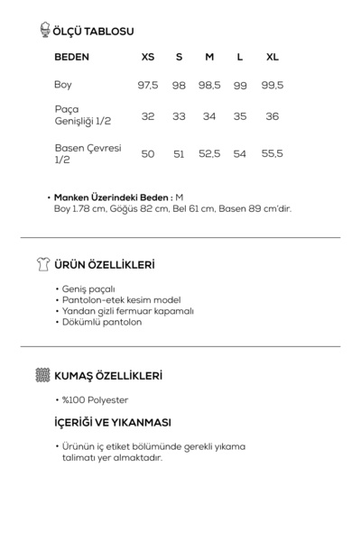 EBU Prive Kadın Krep Midi Palazzo Pantolon Taş