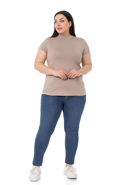 DISENTIS MODEST Large Size Half Fisherman Short Sleeve Viscose Mink Body