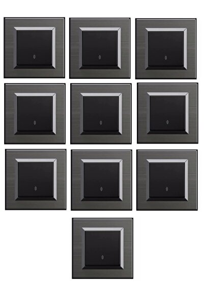 OVİVO Vsn Ovivo Quantum Metalik Siyah Vavien Anahtar+Manyetik Gri Tekli Çerçeve 10ADET