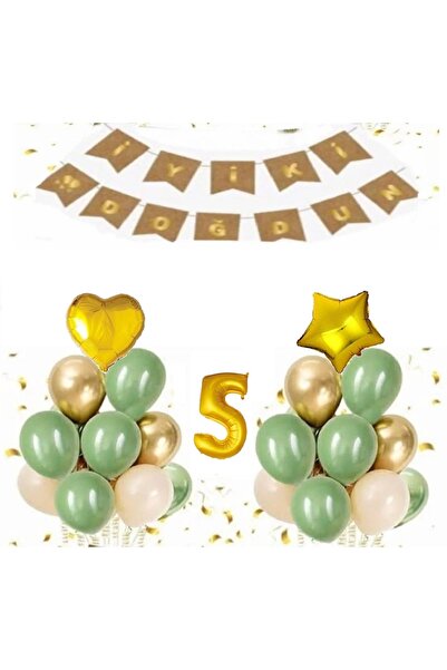 DÜVENCİ TİCARET Set de baloane pentru banner de la mulți ani, cu foițe de aur...
