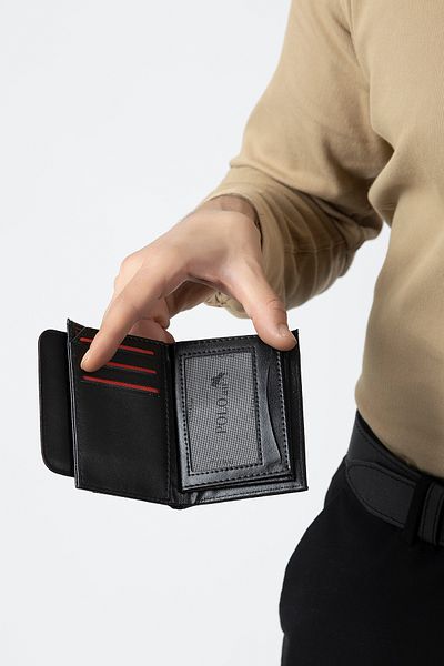 Polo Air Checker Pattern Men's Wallet and Card Holder Black