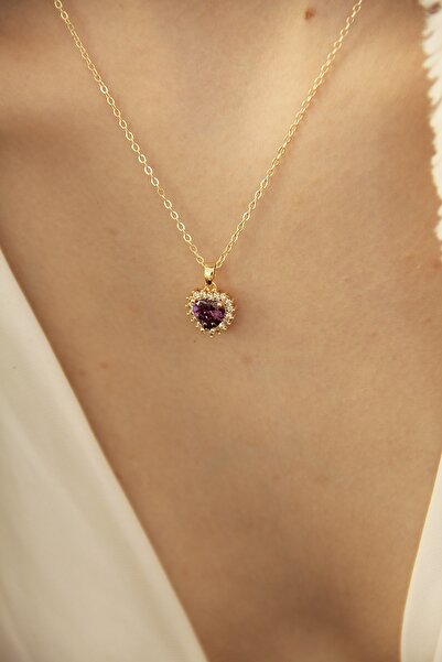 takıtarzım Gold zircon taşlı pndra kalp kolye