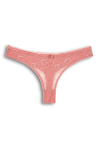 HNX 4-Piece Front Lace Back Double Layer Cotton Thong Women's Panties