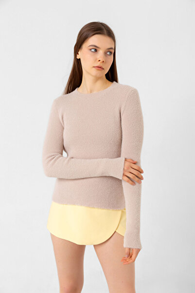 Benedetto Γυναικείο βελούδινο πλεκτό πουλόβερ με στρογγυλή λαιμόκοψη