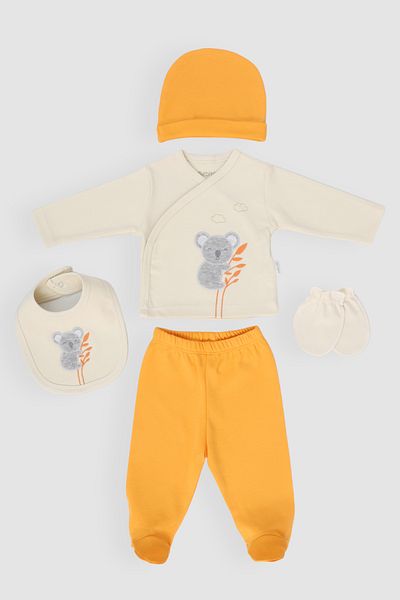 Bebitof Koala Pattern 5-Piece Newborn Baby Hospital Discharge Bodysuit Set