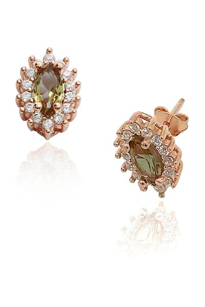 BY BARUN SİLVER Markiz Zultanit Küpe - Rose