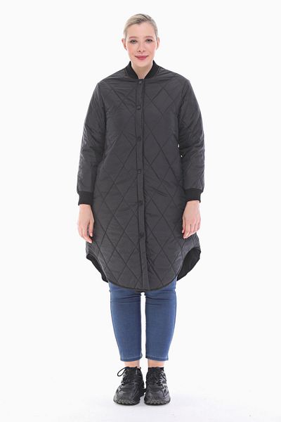 VETRE Women's Large Size Ribbed Black Puffer Quilted Jacket 1036