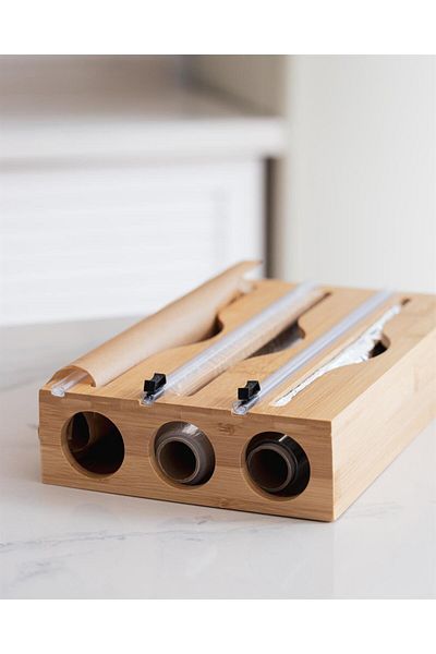 ELZEY HOME Bamboo 3 Compartment Foil Stretch Cutting Box