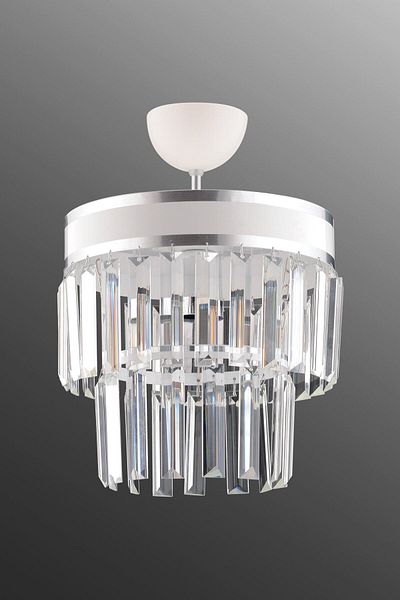 KUZEY AYDINLATMA Generation Single White Two Tiers Crystal Modern Chandelier