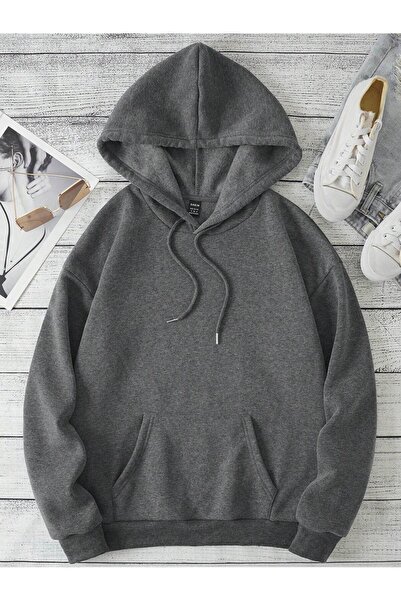 DAXİS Sportwear Company سويت شيرت بغطاء للرأس كبير الحجم غير مطبوع للجنسين من...