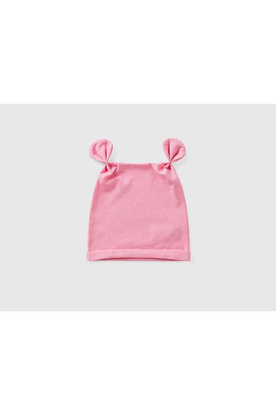 United Colors of Benetton Baby Pink Double Eared Patterned Thin Beanie