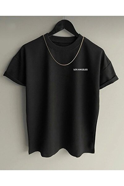 WNWGKN Μπλουζάκι Unisex Los Angeles Printed Cotton Crew Neck Oversize