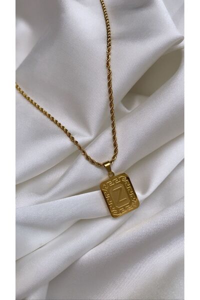 Accessories Gold Renk Çelik Harfli Kolye Z Harfi