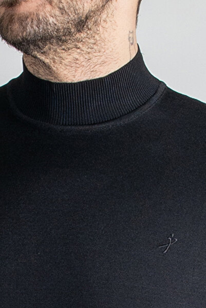 Sarar Πουλόβερ με μισό ζιβάγκο από ρεγιόν, μαύρο πλεκτό πουλόβερ