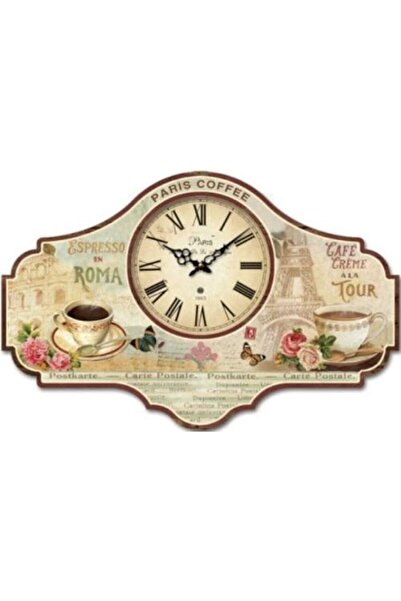 MBA Kitchen Group – Wooden Clocks Mb Paris Themed Wall Clock 40X26X3.5 cm |   Decorative Wooden Wall Clock