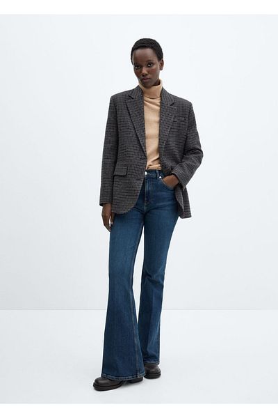 MANGO Woman Jachetă blazer căptușită cu model Houndstooth