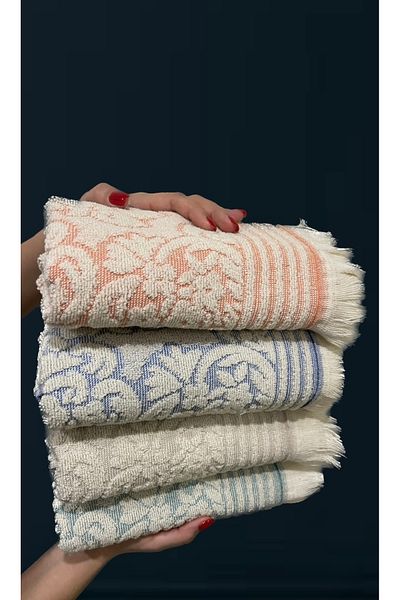 SHAL HOME 100% Cotton Jagar Set of 4 50x90cm Towels