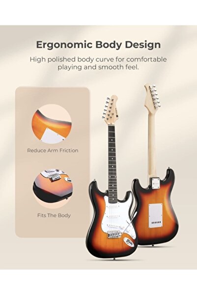 3M Atölye Elektro Gitar Sss Manyetik Sunburst Elektro Gitar