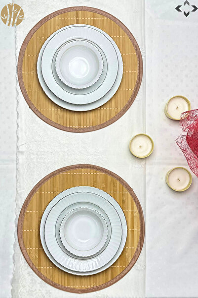 LİGROUND 2 Adet El Yapımı Amerikan Servis Takımı %100 Bambu Supla Natural Hasır Supla