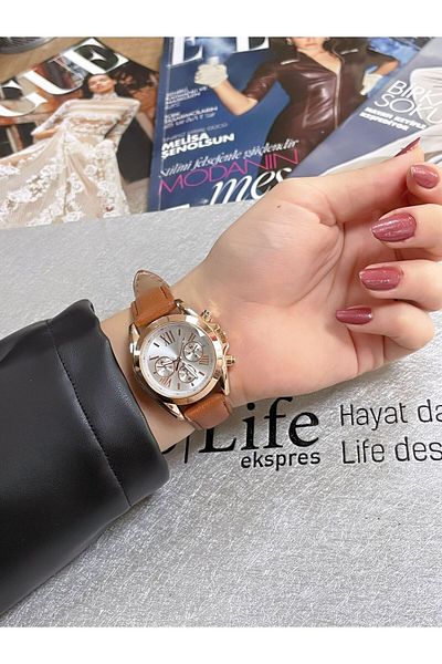 LOOQ ساعة يد نسائية بحزام بأرقام رومانية