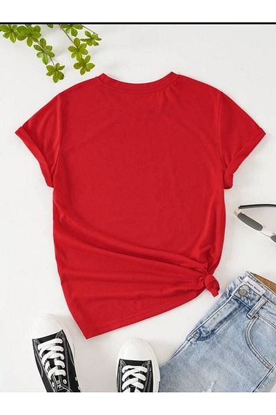 MAGORS STYLE-X HEART PRINTED OVERSIZE SIZE RED COLOR TSHIRT