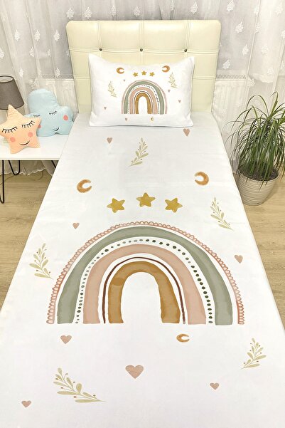 EVPANYA Yıldızlı Gökkuşağı Desenli Yatak Örtüsü ve Yastık Kılıfı