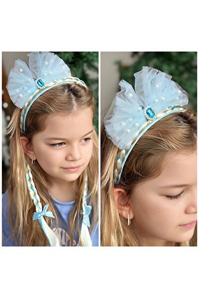 QUEEN AKSESUAR قطعة شعر شبكية مرصعة بأحجار الكريستال مع شعر من التول واللؤلؤ ...