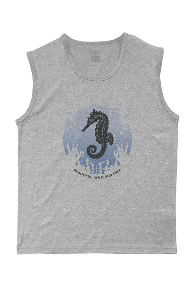 Raf Coll Tricou tricotat fără mâneci pentru bărbați, cu design de cal de mare...