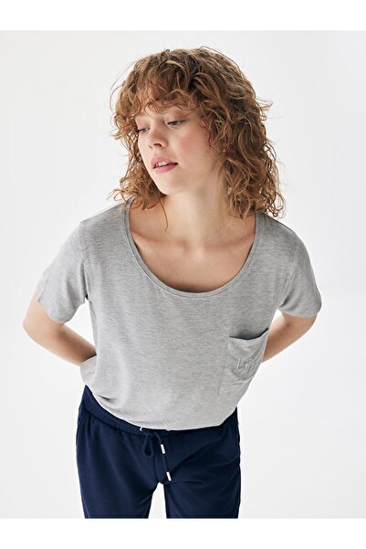 Ltb Tricou gri brodat cu buzunare si logo