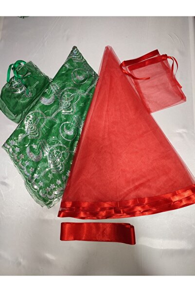 SırmalıHome Biyeli Kırmızı Gelin Ve Tuğra Damat Kına Örtüsü Eldiveni Ve Kemer...