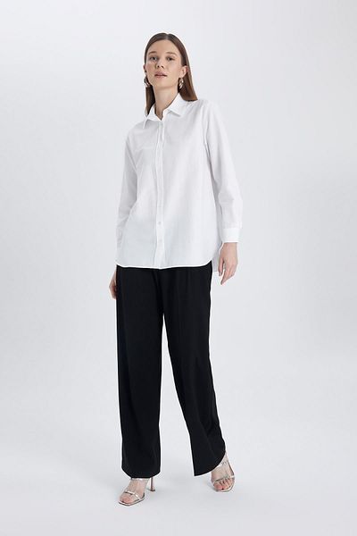 DeFacto Μακρυμάνικο πουκάμισο Ποπλίνα Relax Fit Tunic B8314ax24sp