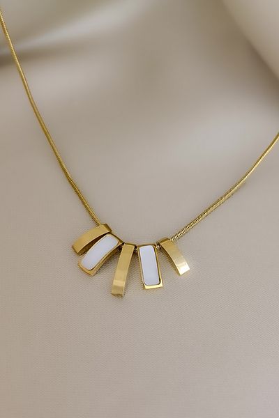 COSİTA Gold Stick Totem Pearl Filling Minimal Stylish Daily Steel Necklace