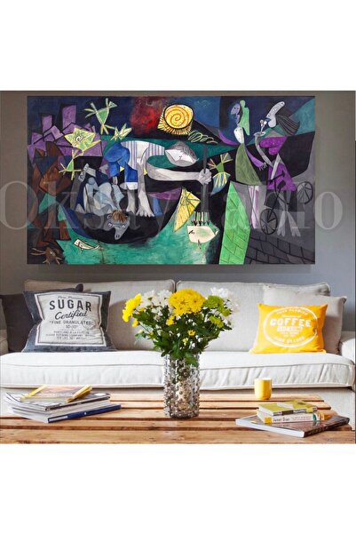 Oksay Tablo Picasso Gece Balık Avı Kanvas Tablo