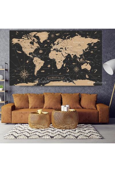 Oksay Tablo Vintage Dünya Haritası Kanvas Tablo
