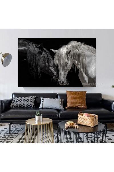 Oksay Tablo Siyah Ve Beyaz At Kanvas Tablo