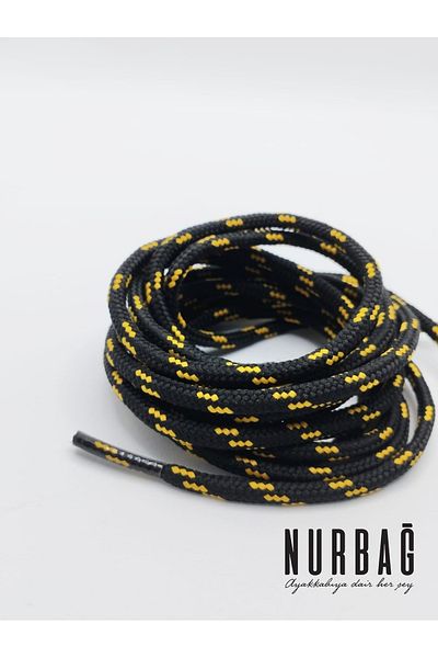 NURBAĞ DOKUMA SPORTS SHOES BLACK YELLOW PATTERNED POLYESTER TIE 120 CM 1 PAIR BS71