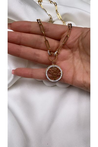 Accessories Steel Necklace with Tree of Life Symbol