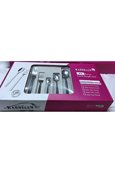 Kardelen Zümrüt 77 Piece Spoon Fork Knife Set for 12 Persons, (with service)
