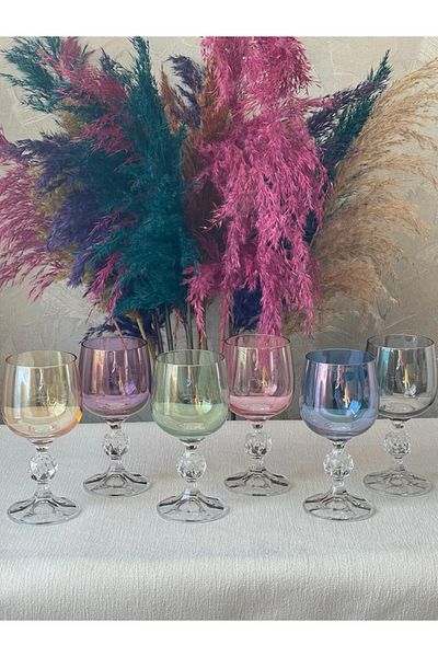 Paşabahçe Bohemia 6 Colors 160cc Crystal Coffee Side Water Cup, Soft Drink Cup, Dowry, Gift