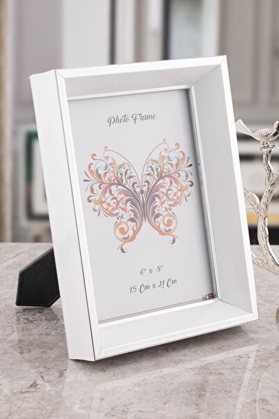 Seniste Milano Glass Decorative Picture Frame White-silver Adjustable Stand-Wall Hangable 15x21 Cm