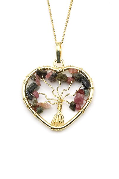 Alibaba Doğaltaş سلك ملفوف التورمالين الحجر الطبيعي شجرة الحياة نموذج القلب ق...