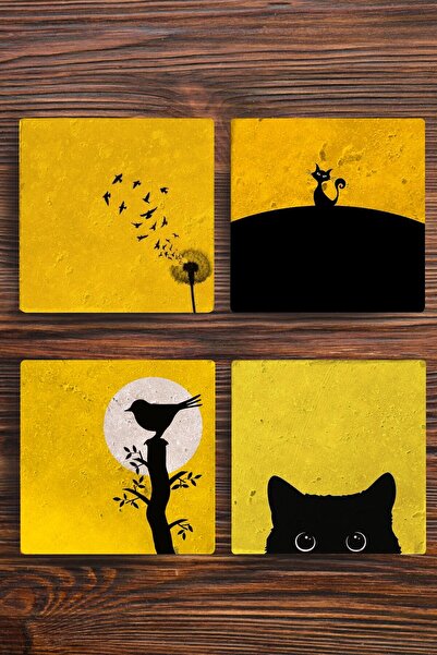 Begoloni Stone Decor قواعد أكواب من الحجر الطبيعي بإضاءة خلفية وألوان صفراء م...