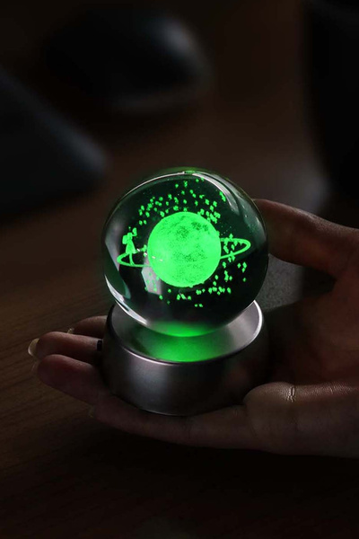 Trendmiya 3D Samanyolu Temalı Satürn Kız Işıklı Cam Küre