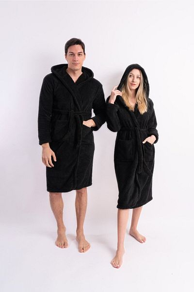 Sweets Collection Μαύρη φόρεμα Unisex με μακριά κουκούλα Welsoft Plush