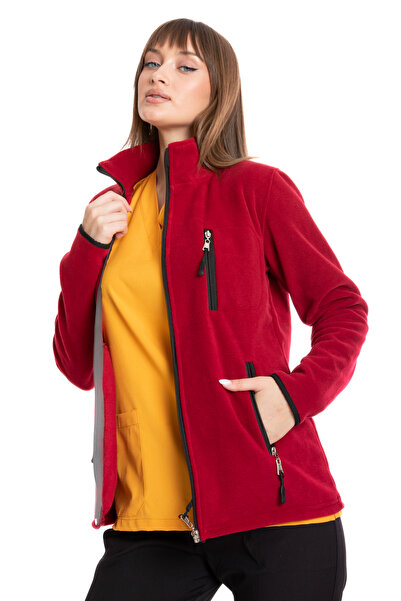 VİZYON UNIFORM Kadın Hafif Tam Fermuarlı Yumuşak Özel Tasarım Polar Ceket